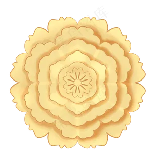 节日金色边框立体剪纸花,免抠元素
