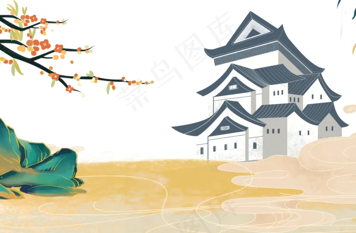 古楼建筑(2396X1566(DPI:300))psd模版下载