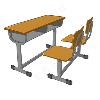 手绘课桌椅免扣PNG