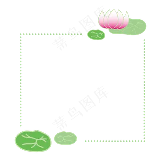 浅绿色荷花矢量边框