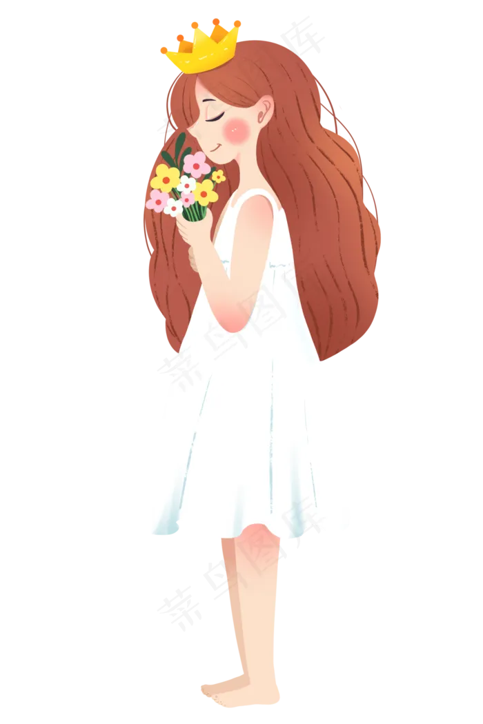 三八妇女节手捧鲜花的女王,免抠元素