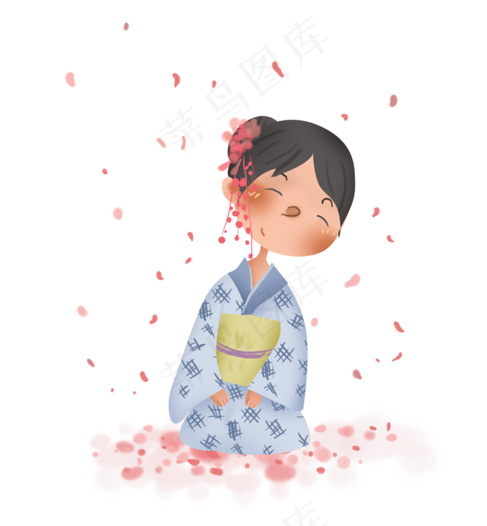 落樱下的和服少女(2000X2158(DPI:299))psd模版下载