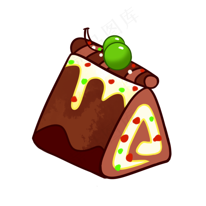巧克力水果蛋糕插画