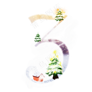 梦幻圣诞节倒计时数字3