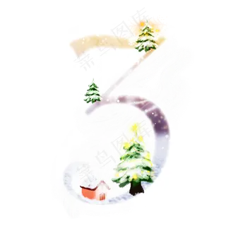 梦幻圣诞节倒计时数字3