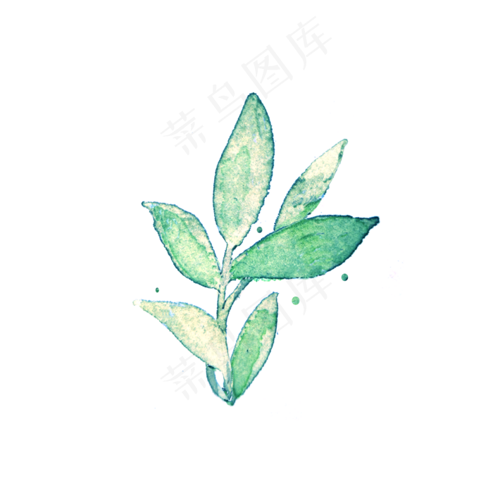 手绘小清新水彩植物叶子矢量素材