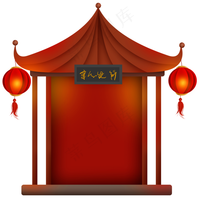 新年古风建筑边框,免抠元素(2000X2000(DPI:300))psd模版下载