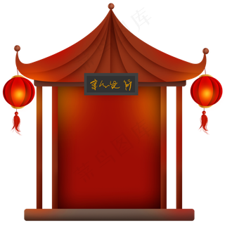 新年古风建筑边框,免抠元素