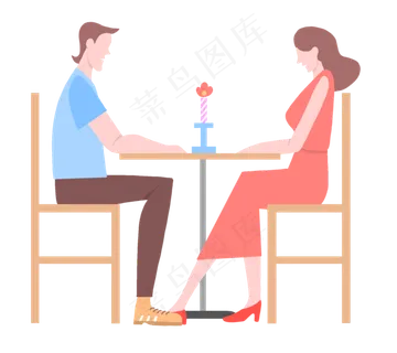 扁平吃西餐情侣