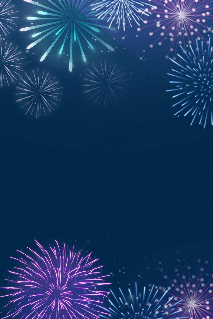 唯美梦幻烟火新年2019背景海报