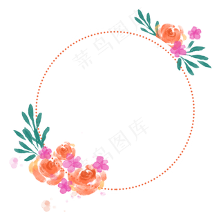 水彩手绘花朵装饰边框PNG免抠素材