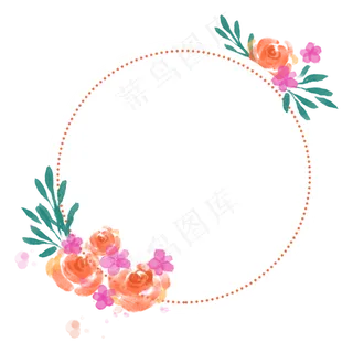 水彩手绘花朵装饰边框PNG免抠素材