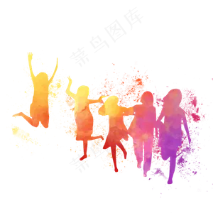 毕业季学生青春彩色剪影