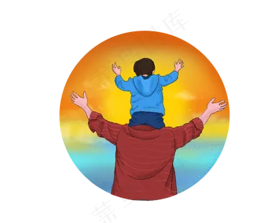 父亲节男孩骑着父亲