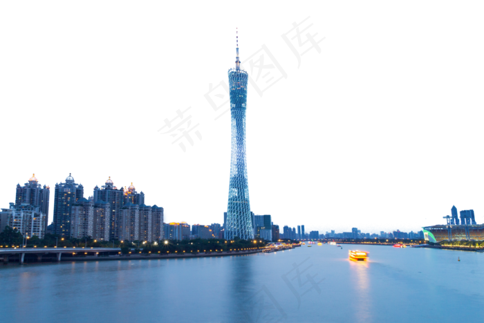 广州塔江景,免抠元素(2000*1333px 300 dpi )psd模版下载