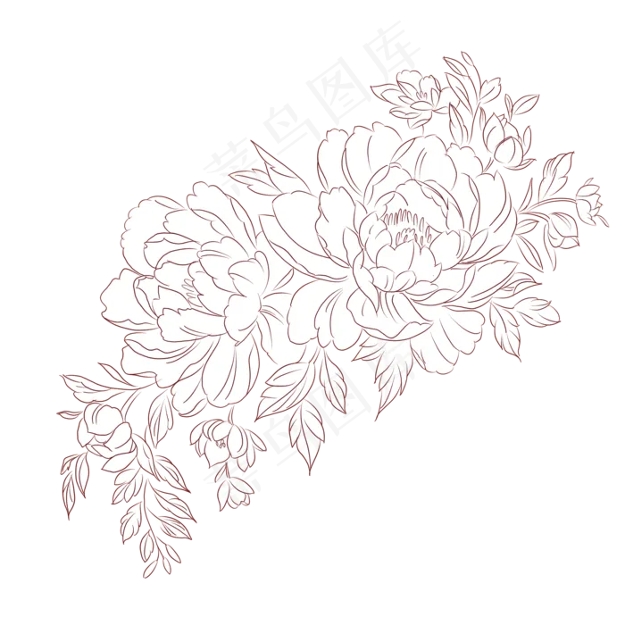 线稿植物植物花草花线稿(2000X2000(DPI:300))psd模版下载