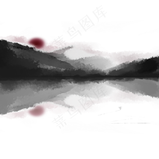 中国风山上手绘装饰图