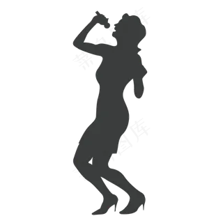 唱歌女子人物剪影