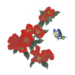 中国画水墨花鸟蝴蝶工笔PNG,免抠元素