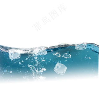 蓝色水波冰块元素,免抠元素
