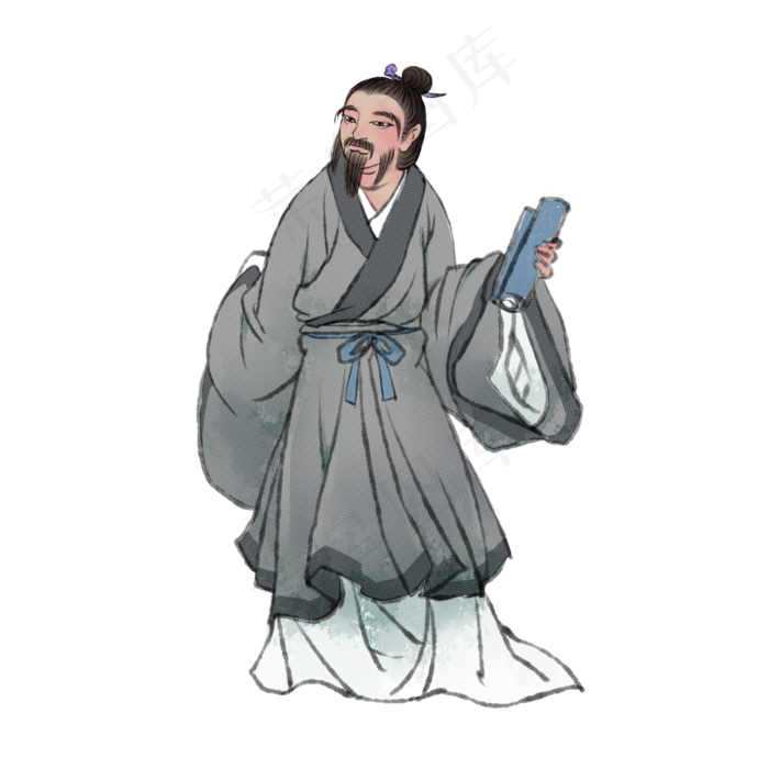 古风人物文人雅士读书,免抠元素(2000X2000(DPI:300))psd模版下载