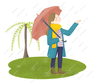 清明节打伞的小女孩,免抠元素