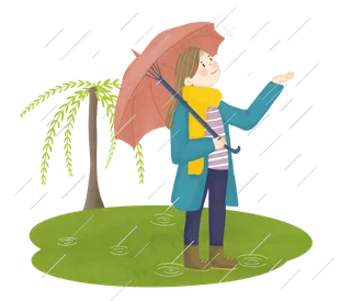 清明节打伞的小女孩,免抠元素