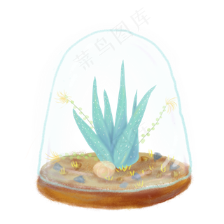 手绘风可爱小清新多肉植物,免抠元素