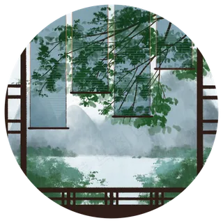 谷雨节气青绿水墨中国风免扣素材,免抠元素