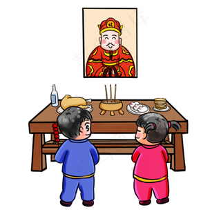 2019新年过年系列卡通手绘Q版祭祖,免抠元素