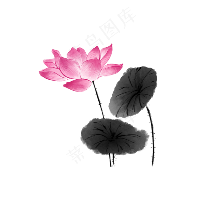 中国风荷花水墨画