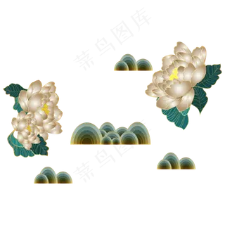 中国风绿金花朵云纹