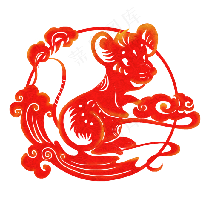 鼠年剪纸装饰,免抠元素(2000X2000(DPI:300))psd模版下载