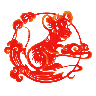 鼠年剪纸装饰,免抠元素