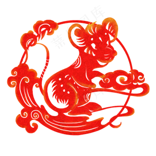 鼠年剪纸装饰,免抠元素