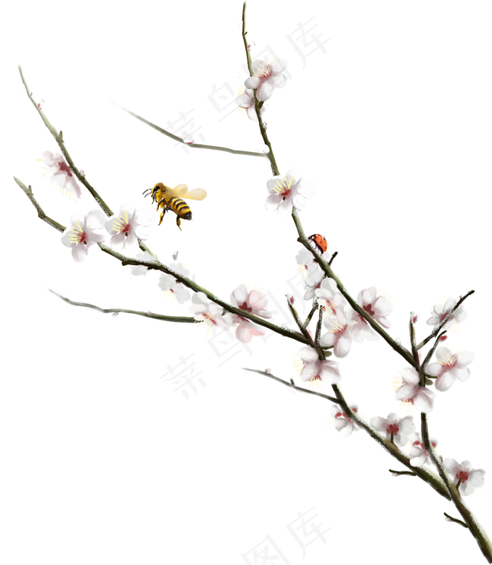 桃花桃树桃树枝,免抠元素(1616X1854(DPI:300))psd模版下载