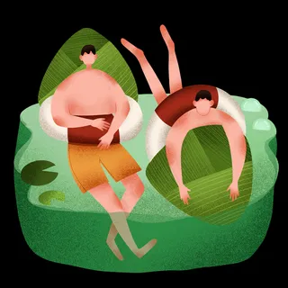 端午节游泳的小男孩