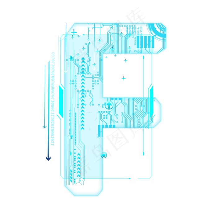 蓝色科技线条PSD字母F(2000X2000(DPI:300))psd模版下载