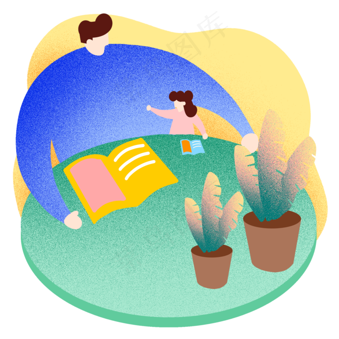 父亲节给女儿讲故事插画