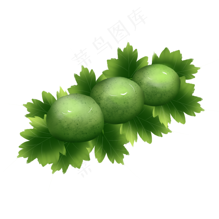 青团节令小吃手绘装饰,免抠元素