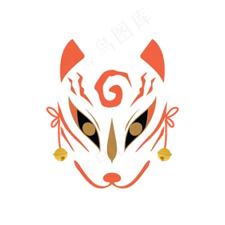 卡通手绘日本传统面具狐狸面具,免抠元素