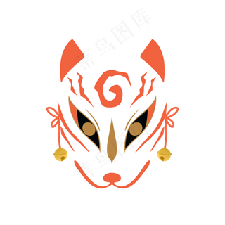 卡通手绘日本传统面具狐狸面具,免抠元素