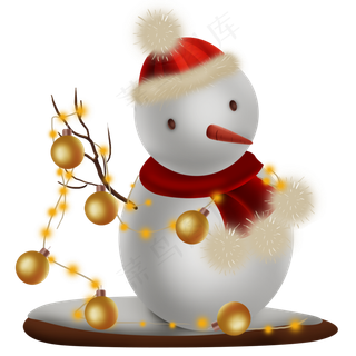 圣诞节雪人和装饰球,免抠元素