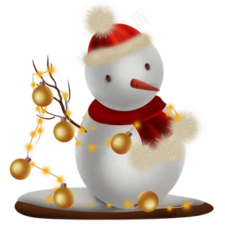 圣诞节雪人和装饰球,免抠元素