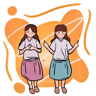 六一儿童节橘色小女孩