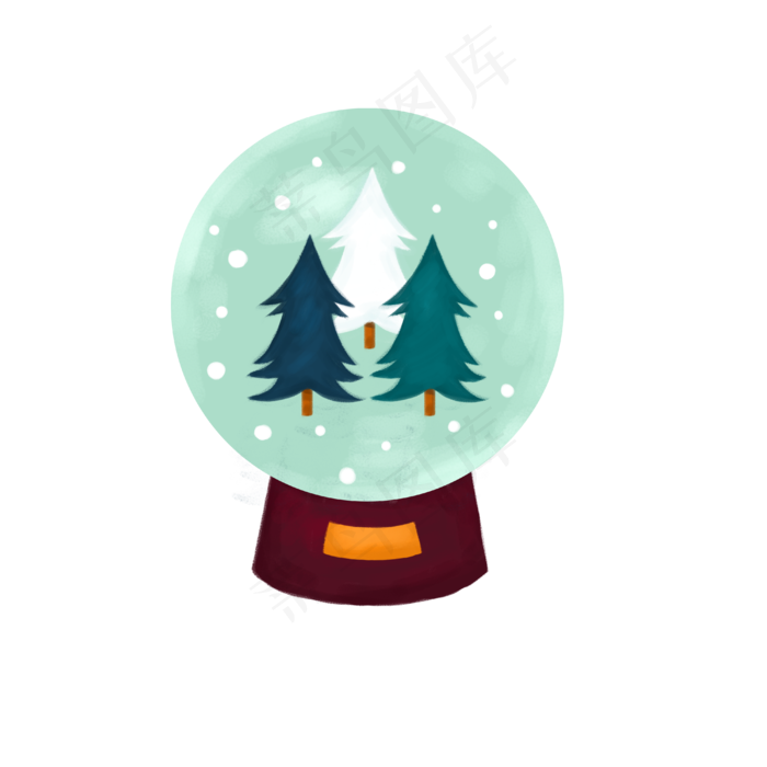 圣诞节水晶球松树雪花PNG平安夜礼,免抠元素
