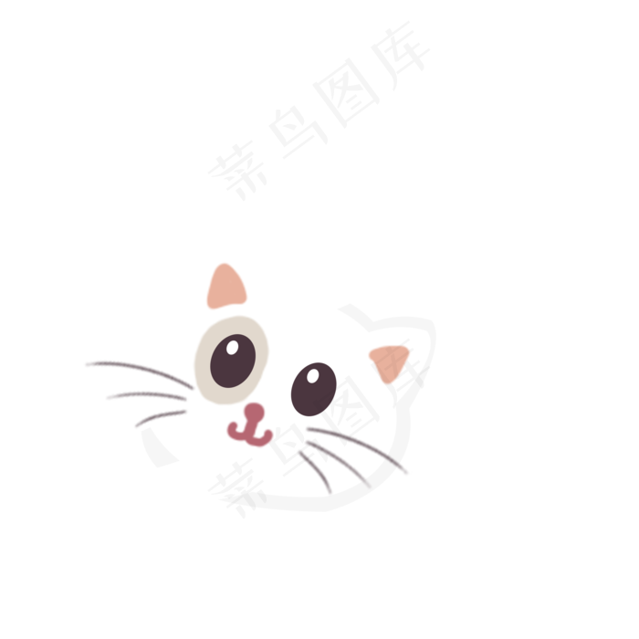 可爱萌宠白色猫咪卡通手绘插画psd,免抠元素