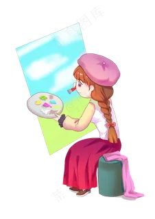 三八妇女节女神节女画家,免抠元素