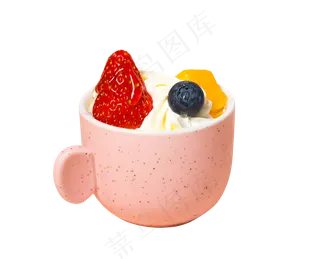 杯子里的奶昔奶冷饮奶油水果