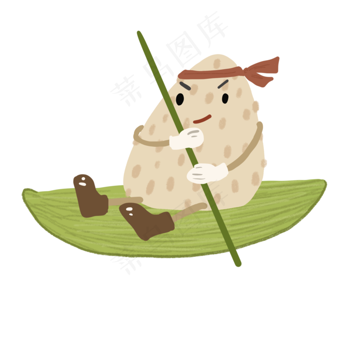 拟人划船的粽子